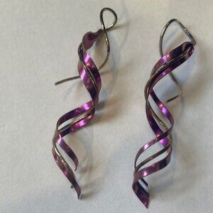 Earrings- purple gold hue twist